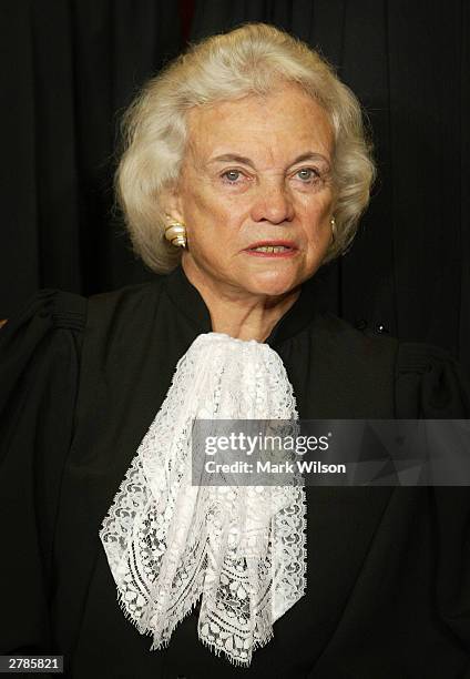 Supreme Court Associate Justice Sandra Day O'Connor poses for a picture at the US Supreme Court December 5, 2003 in Washington, DC.