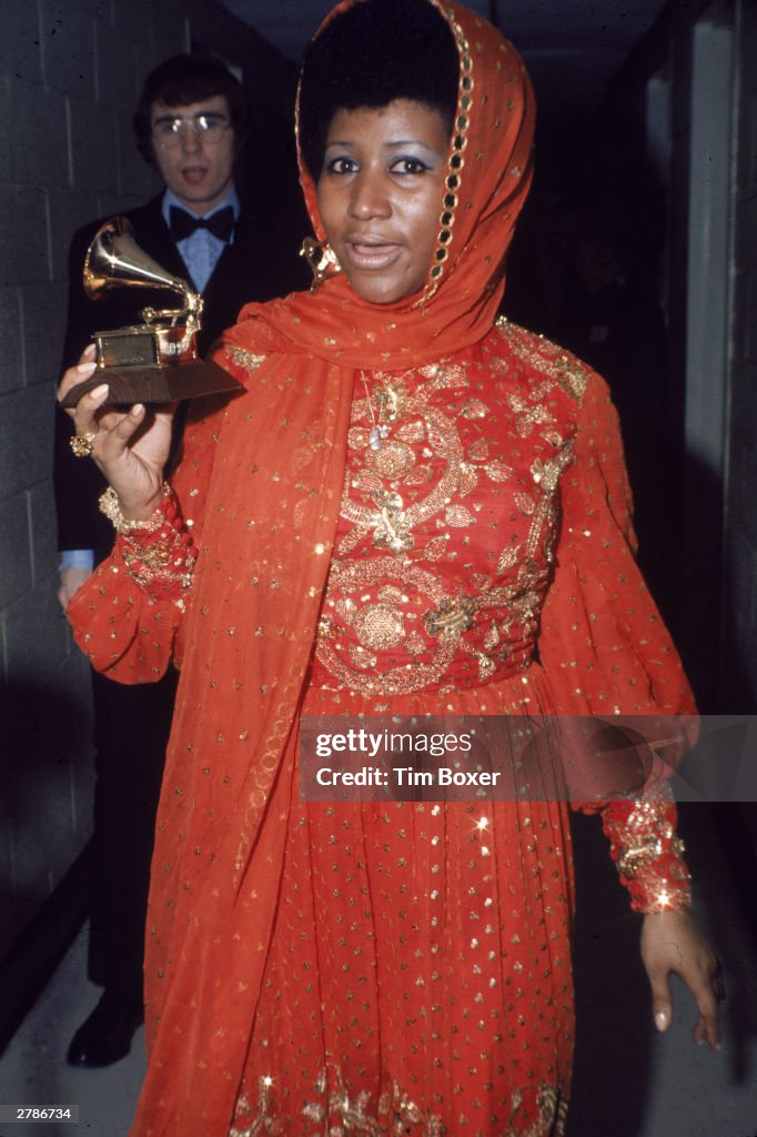 Aretha Franklin With Her Grammy Award