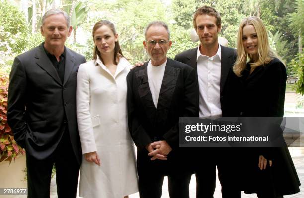 The cast of "Alias" Victor Garber, Jennifer Garner, Ron Rifkin, Michael Vartan and Melissa George pose at a press junket for the new season of the...