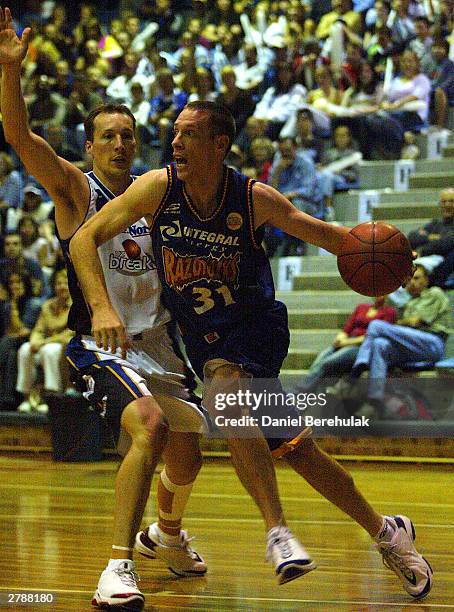 John Rillie of the Razorbacks in action during the NBL match between The West Sydney Razorbacks and the New Zealand Breakers at Penrith Sports...