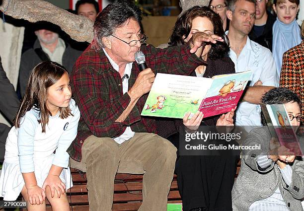 Actor Dustin Hoffman reads 'Just As You Are' by Nancy Freeman Marks on December 6, 2003 in Brentwood, California.