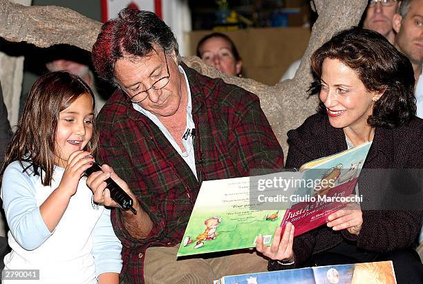 Actor Dustin Hoffman reads 'Just As You Are' by Nancy Freeman Marks on December 6, 2003 in Brentwood, California.