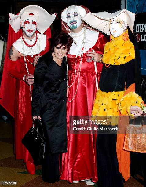 Sharon Osbourne and The Sisters of Perpetual Indulgence of Los Angeles attend A Cracked X-Mas at The Wiltern LG on December 7, 2003 in Los Angeles,...