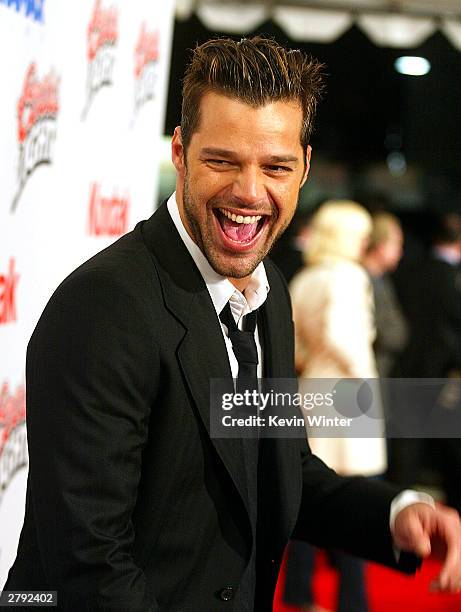 Singer Ricky Martin arrives at the premiere of "Cold Mountain" at the Mann National Theater on December 7, 2003 in Los Angeles, California.