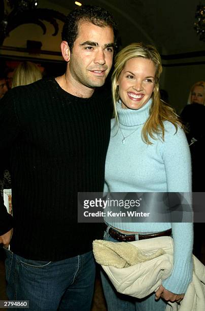 Tennis player Pete Sampras and Actress Bridgette Wilson arrive to the Los Angeles Premiere of Columbia Pictures'/Warner Brothers' Pictures...