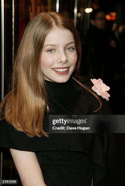 Actress Rachel Hurd-Wood arrives for the World Premiere of "Peter Pan" on December 9, 2003 at the Empire Leicester Square, in London.