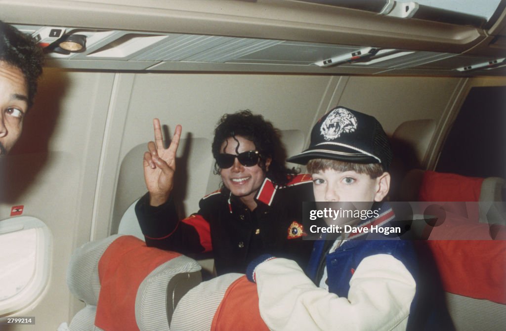 Michael Jackson with 10 year old Jimmy Safechuck on the tour plane...