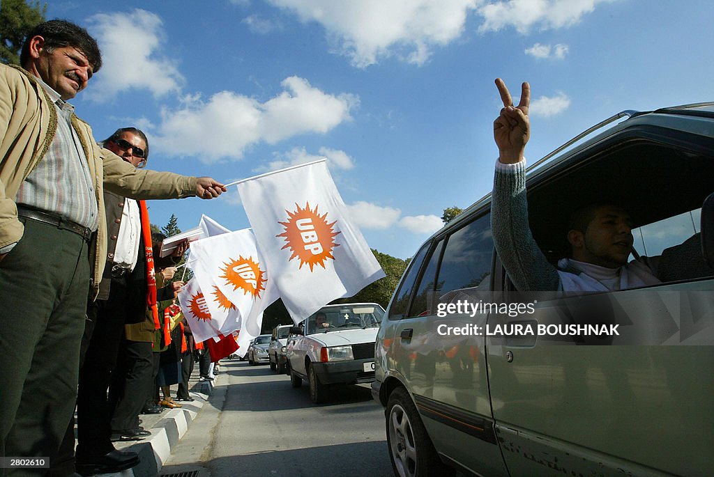 Supporters of Turkish-Cypriot Prime Mini