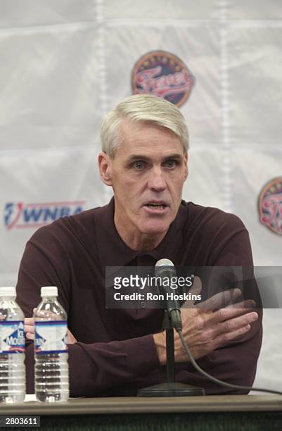 Former NBA player and coach, Brian Winters, gestures as he speaks with the media after being named the head coach of the Indiana Fever on December...