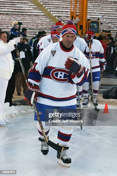 Kirk Muller of the Montreal Canadiens skates onto the ice surface prior to taking on the Edmonton Oilers in the Molson Canadien Heritage Classic...