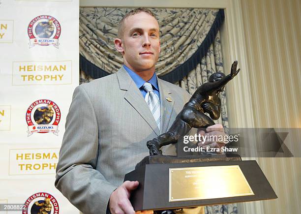 Jason White of the University of Oklahoma Sooners wins the 2003 Heisman Trophy voting on December 13, 2003 at the Yale Club in New York City.