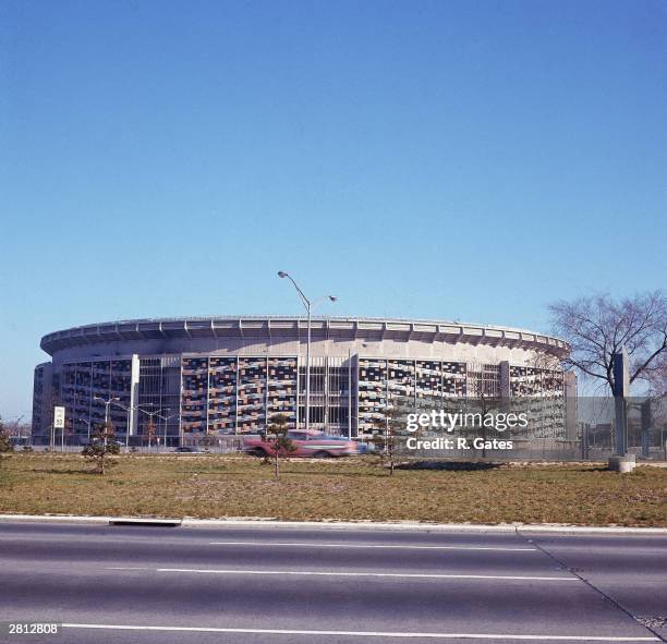General view of Shea Stadium, home stadium of the New York Mets, New York City, circa 1960.