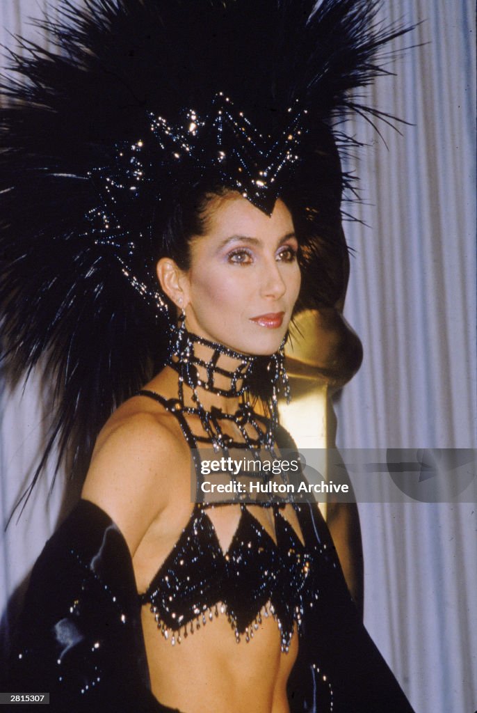 Cher In Black Headdress At Oscars
