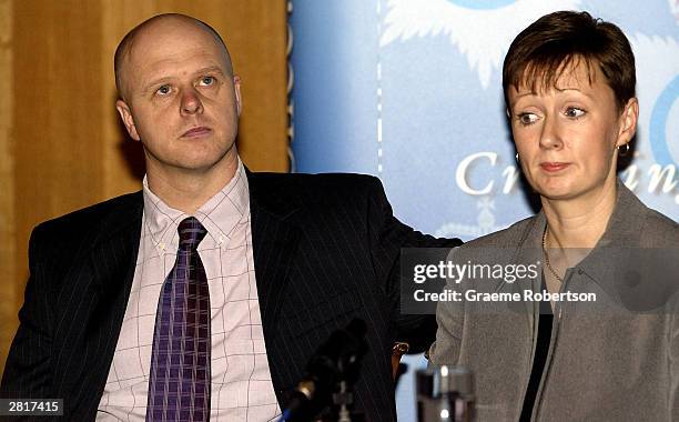 Parents of murdered Soham schoolgirl Holly Wells, Kevin and Nicola Wells hold a press conference on December 17, 2003 in London. School caretaker Ian...