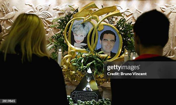 The memorial to Princess Diana and Dodi Fayad is seen in Harrods department store December 18, 2003 in London. Inquests into the death of Diana,...