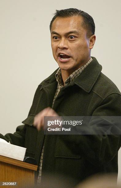 Jose Malvar Jr. Brother of Green River Killer victim Marie Malvar speaks at the sentencing of Gary Ridgway in King County Washington Superior Court...
