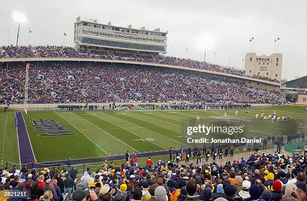 General view of the stadium as the crowd of 40,681 watches the game between Michigan and Northwestern on November 15, 2003 at Ryan Field at...