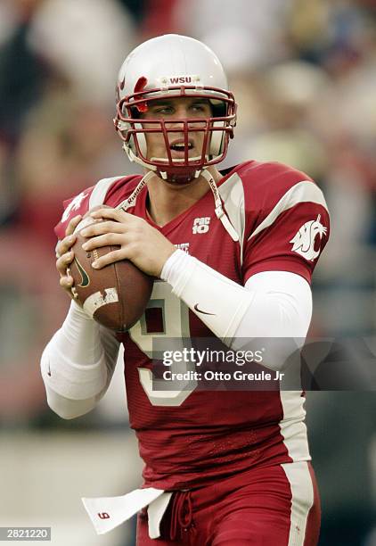 Quarterback Josh Swogger of the Washington State Cougars warms up during the game against the Arizona State Sun Devils on November 15, 2003 at Martin...