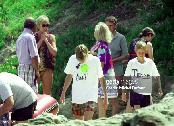 Mohammed Al Fayed and Diana, Princess Of Wales are seen in St Tropez in the summer of 1997, shortly before Diana and Dodi were killed in a car crash...