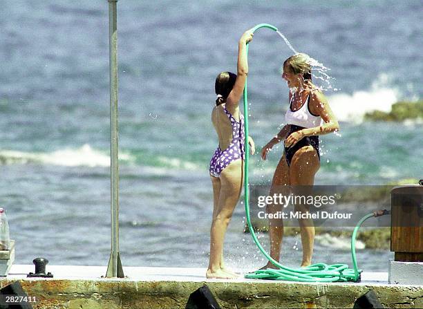 Diana, Princess Of Wales is seen in St Tropez in the summer of 1997, shortly before Diana and boyfriend Dodi were killed in a car crash in Paris on...