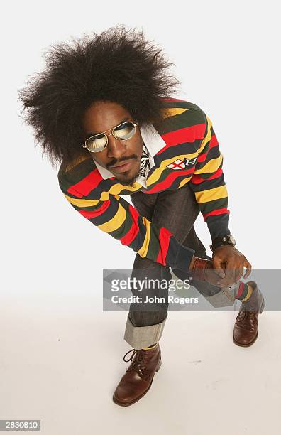 Andre 3000 from the group Outkast poses for a portrait during the 2003 MTV Europe Music Awards at Ocean Terminal on November 6, 2003 in Edinburgh,...