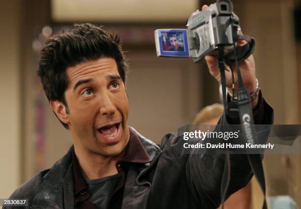 David Schwimmer, who plays Ross on the hit NBC series "Friends," performs during one of their last shows on the Warner Bros lot Sept. 12, 2003 in...