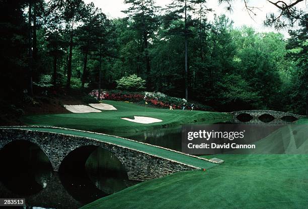 A SCENIC VIEW OF THE INFAMOUS AMEN CORNER OF THE PAR 3 12TH HOLE DURING THE 1992 MASTERS TOURNAMENT AT THE AUGUSTA NATIONAL GOLF COURSE IN AUGUSTA,...