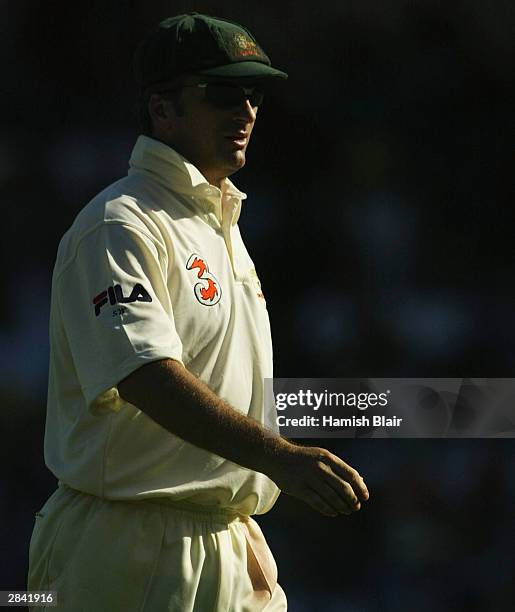 Steve Waugh of Australia looks on during day two of the fourth Test between Australia and India at the SCG on January 3, 2004 in Sydney, Australia.