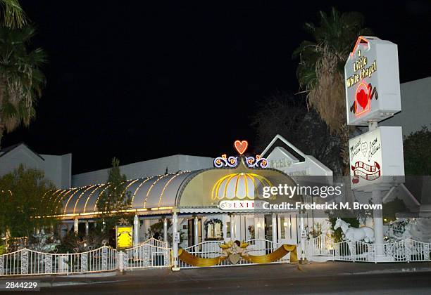 Exterior view of A Little White Chapel where recording artist Britney Spears and childhood friend Jason Allen Alexander were married according to...