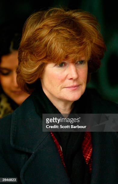Lady Sarah McCorquodale, sister of the late Diana, Princess of Wales leaves after attending the opening of the inquest into the death of Diana,...