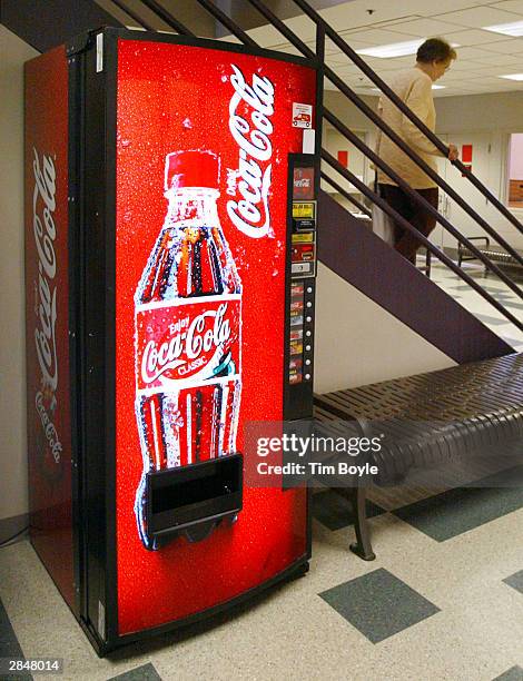 Soft drink vending machine is shown at a health facility January 6, 2004 in Des Plaines, Illinois. The American Academy of Pediatrics this week...