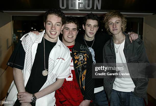 Boy band Blazin' Squad arrive for the UK premiere of "The Last Samurai" at the Odeon, Leicester Square on January 6, 2004 in London.