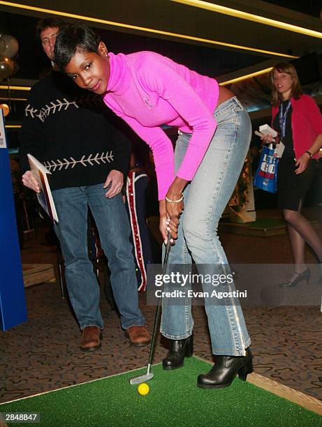 Model Roshumba Williams attends The Second Annual Eric Lindros Celebrity Mini-Golf Classic to benefit Children's Miracle Network on January 6, 2004...