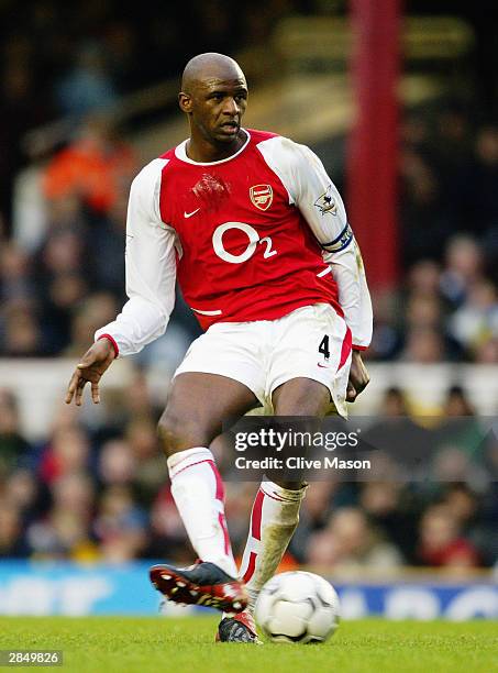 Patrick Vieira of Arsenal passes the ball during the FA Barclaycard Premiership match between Arsenal and Wolverhampton Wanderers at Highbury on...