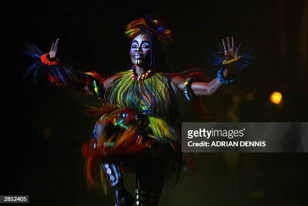 Performer dances during the preview night of Cirque Du Soleil at The Royal Albert Hall in London 07 January 2004. The European Premiere of the show...