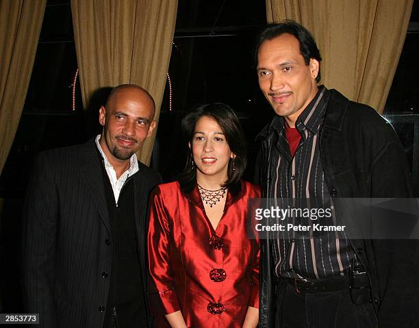 Writer Nilo Cruz, Deputy Mayor Carol Robles-Roman and actor Jimmy Smits at the New York City Latin Media and Entertainment Commission salutes "Anna...