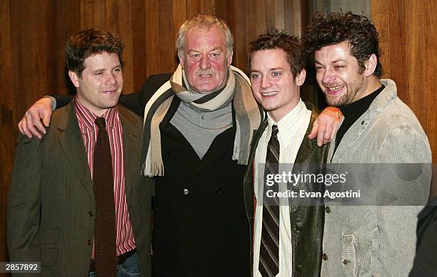 Actors Sean Astin, Bernard Hill, Elijah Wood and Andy Serkis attend a Film Society of Lincoln Center special screening of "The Lord Of The Rings"...