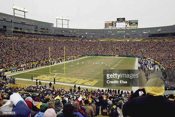 View of Lambeau Field during the NFC playoff game between the Green Bay Packers and the Seattle Seahawks on January 4, 2004 in Green Bay, Wisconsin....