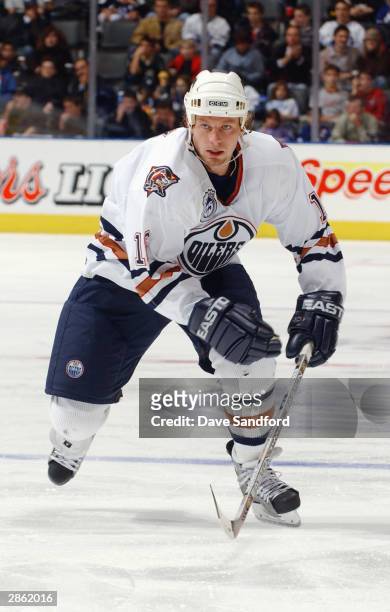 Left wing Mike York of the Edmonton Oilers skates on the ice during the game against the Toronto Maple Leafs at Air Canada Centre on November 8, 2003...