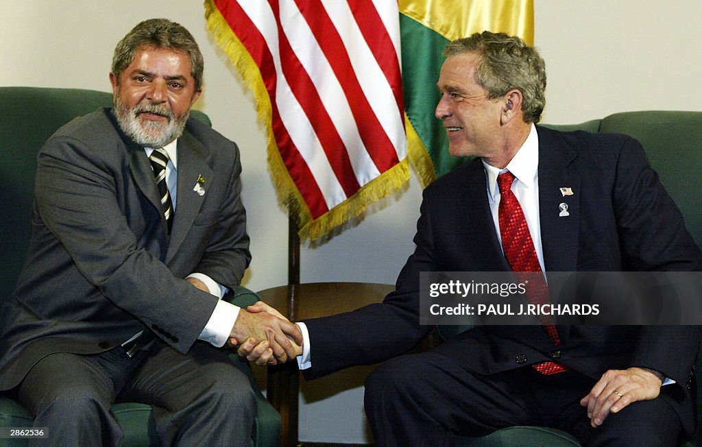 George Inacio Brazilian President Luis Inacio Lula da Silva and US President George ...