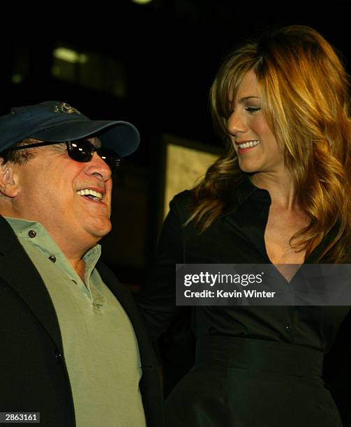 Actress Jennifer Aniston and actor/producer Danny DeVito attend the Los Angeles premiere of Universal Pictures' film "Along Came Polly" at the...