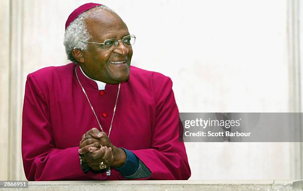 Former Archbishop of Cape Town, Desmond Tutu takes up his position as Visiting Professor in Post Conflict Societies at Kings College London, January...