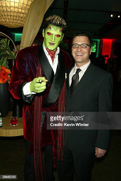 Angel" cast member Andy Hallett, "Lorne" and Jordan Levin, Co-CEO, pose at The WB Television Network's All-Star Winter TCA Party at the Annex at...