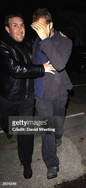 Pop Star Chris Martin attends Kate Moss' 30th birthday party at the home of Agent Provocateur owner Serena Rees on January 16, 2004 in London.