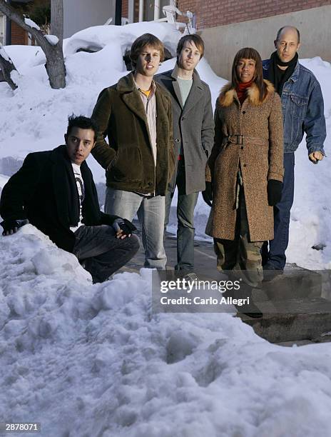 Actors Efren Ramirez , Jon Gries, Jon Heder, Shondrella Avery and Aaron Guell of the film "Napoleon Dynamite" pose for portraits during the 2004...