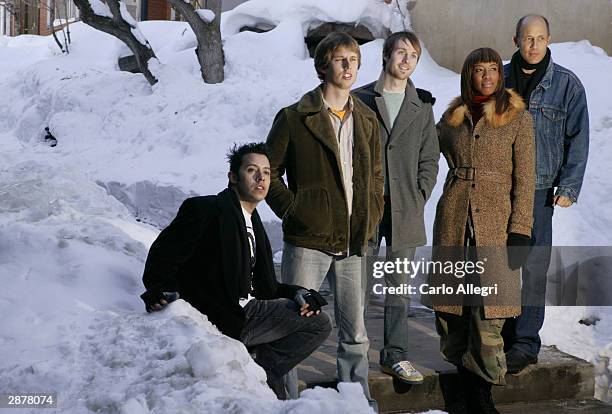 Actors Efren Ramirez , Jon Gries, Jon Heder, Shondrella Avery and Aaron Guell of the film "Napoleon Dynamite" pose for portraits during the 2004...