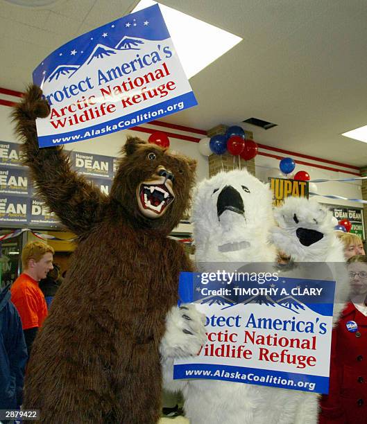 People dressed as bears protest for the , News Photo