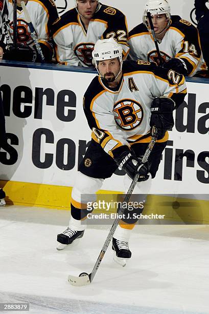 Right wing Martin Lapointe of the Boston Bruins in action against the Florida Panthers on December 10, 2003 at the Office Depot Center in Sunrise,...