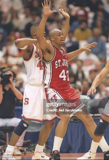 General view of a game between the Syracuse Orangemen and St. John''s Red Storm. Syracuse won the game, 92-82. Mandatory Credit: Jed Jacobsohn...