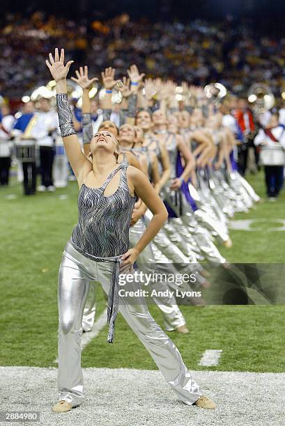 The dance team of the Louisiana State Tigers cheer on their team during a break in the game against the Oklahoma Sooners in the Nokia Sugar Bowl...
